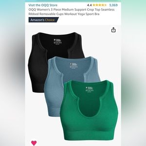 3 pack crop top medium support